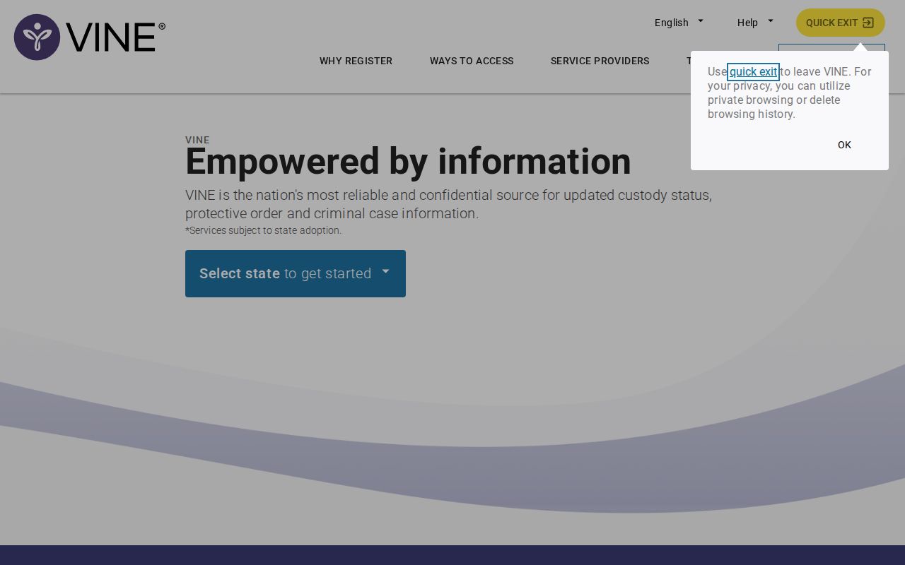 Allegan County VINELink inmate search Michigan selection screen